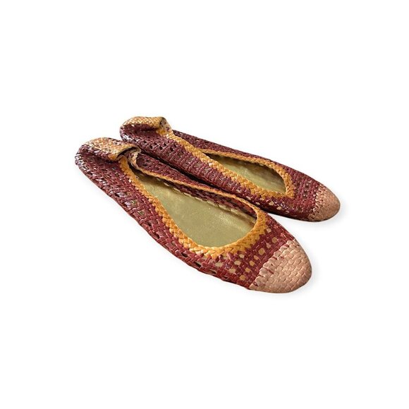 Prada Round Toe Multicolor Woven Leather ballerinas Flats, Size 38.5 EU - Picture 3 of 12